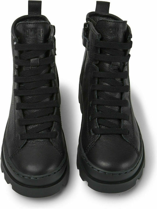 Brutus Anatomical Leather Kids Boots with Laces Black