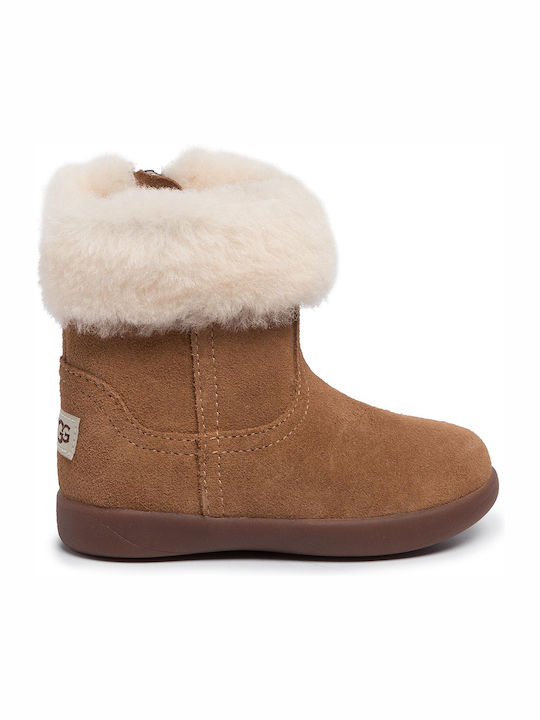 Jorie II Suede Kids Boots with Zipper Tabac Brown