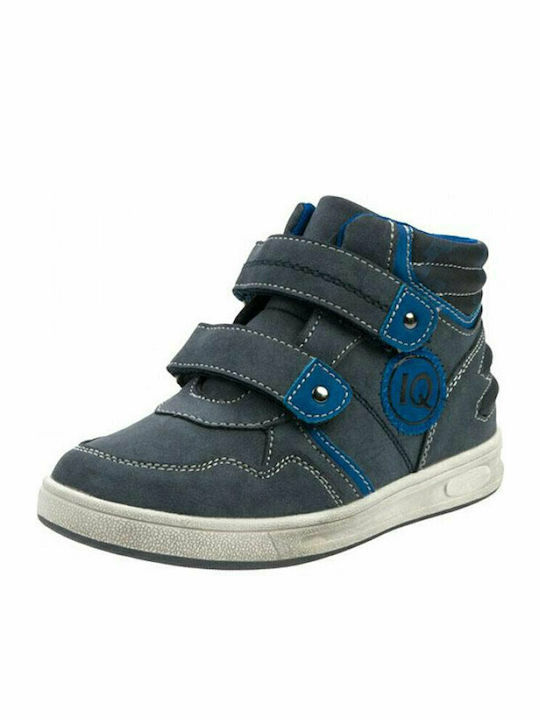 Zinon Leather Kids Boots with Velcro Blue