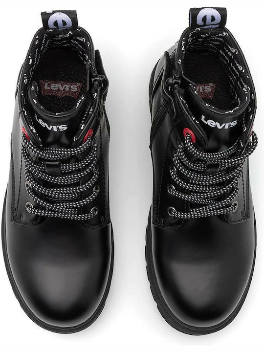 Clover Leather Kids Boots with Laces Black