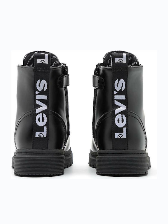 Clover Leather Kids Boots with Laces Black