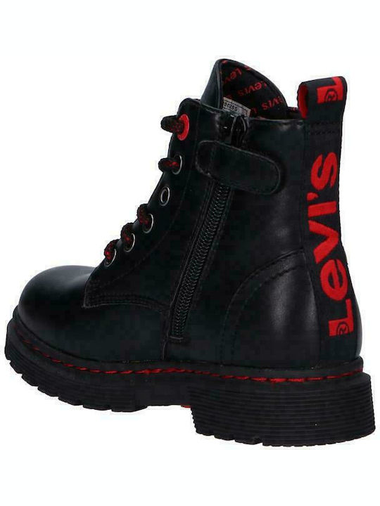 Catherine Leather Kids Boots with Zipper Black