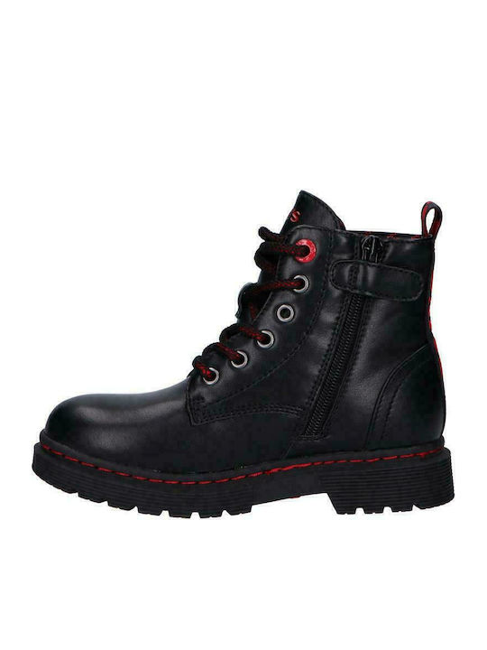 Catherine Leather Kids Boots with Zipper Black