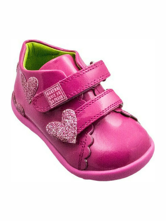 Anatomical Leather Kids Boots with Velcro Red