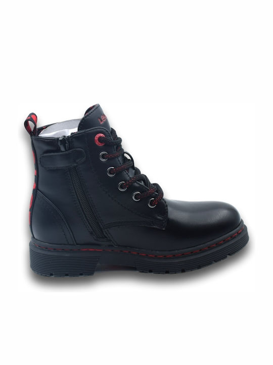 Catherine Leather Kids Boots with Zipper Black