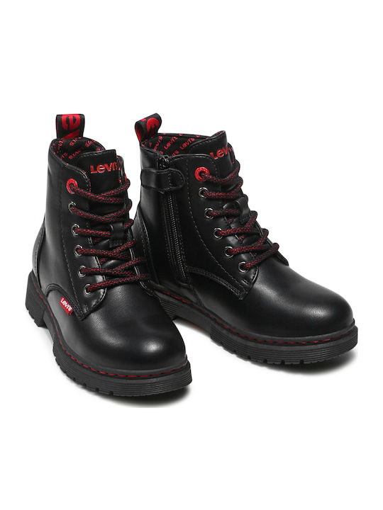 Catherine Leather Kids Boots with Zipper Black