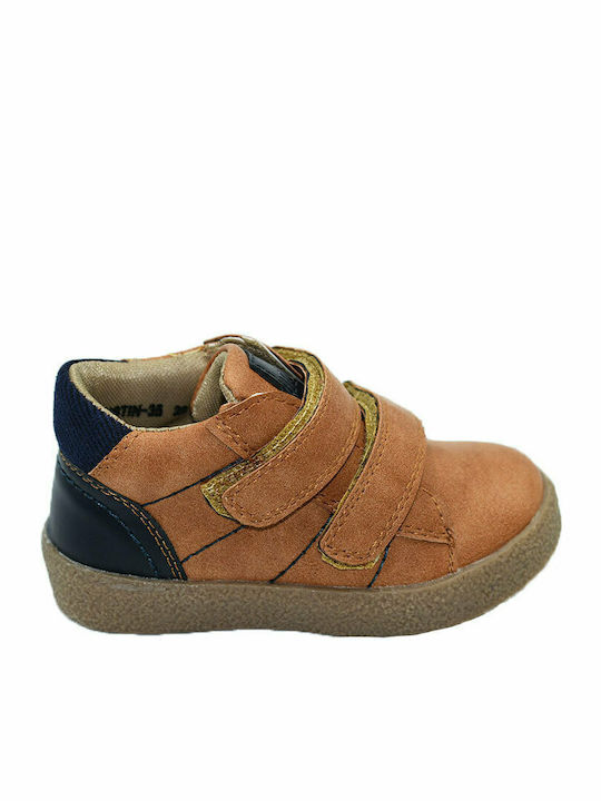 Austin Anatomical Leather Kids Boots with Velcro Tabac Brown