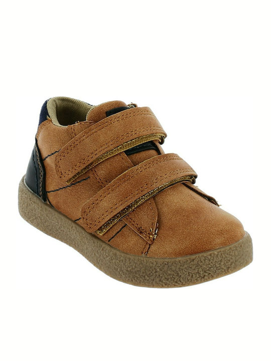 Austin Anatomical Leather Kids Boots with Velcro Tabac Brown