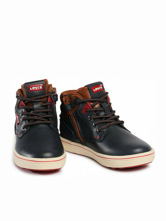Portland Leather Kids Boots with Laces Blue