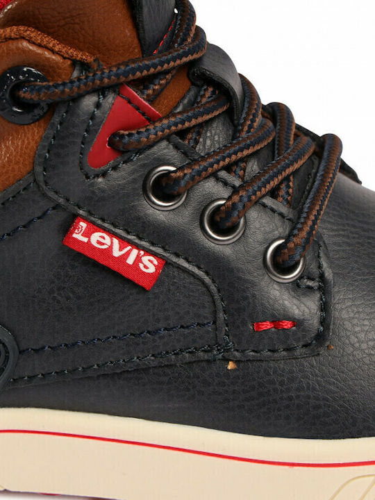 Portland Leather Kids Boots with Laces Blue