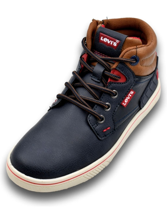 Portland Leather Kids Boots with Laces Blue