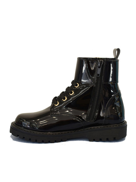 1821 Anatomical Leather Kids Boots with Zipper Black