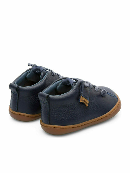 Peu Kids Leather Anatomic Boots with Lace Navy Blue