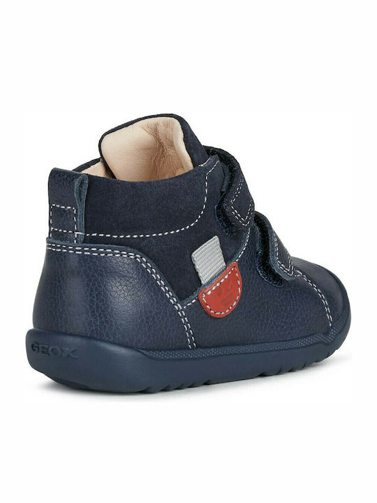 B Macchia Anatomisch Lederne Kinderstiefeletten mit Klettverschluss Blau