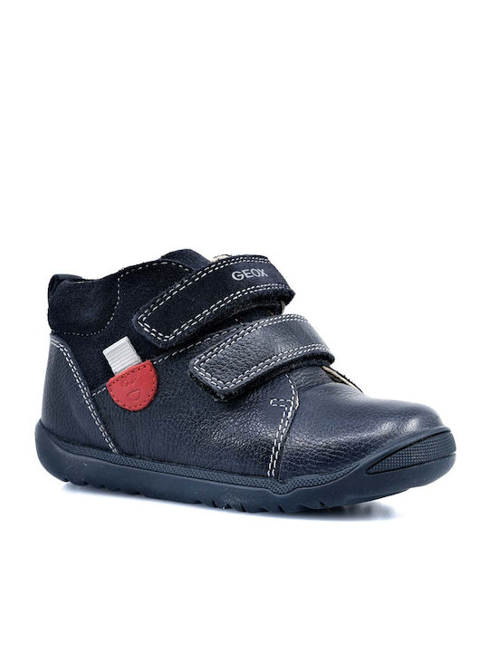 B Macchia Anatomisch Lederne Kinderstiefeletten mit Klettverschluss Blau
