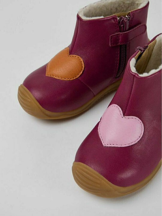 Twins Leather Kids Boots with Zipper Burgundy
