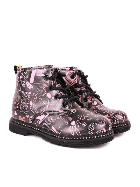 Lederne Kinderstiefel mit Reißverschluss Gray