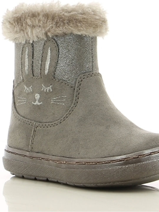 Bunny Suede Kinderstiefeletten mit Reißverschluss Gray