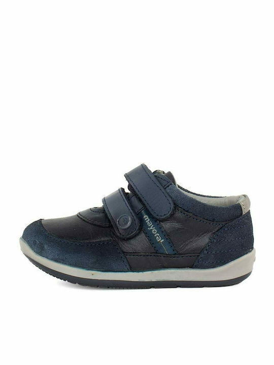 My First Steps Anatomisch Lederne Kinderstiefeletten mit Klettverschluss Marineblau