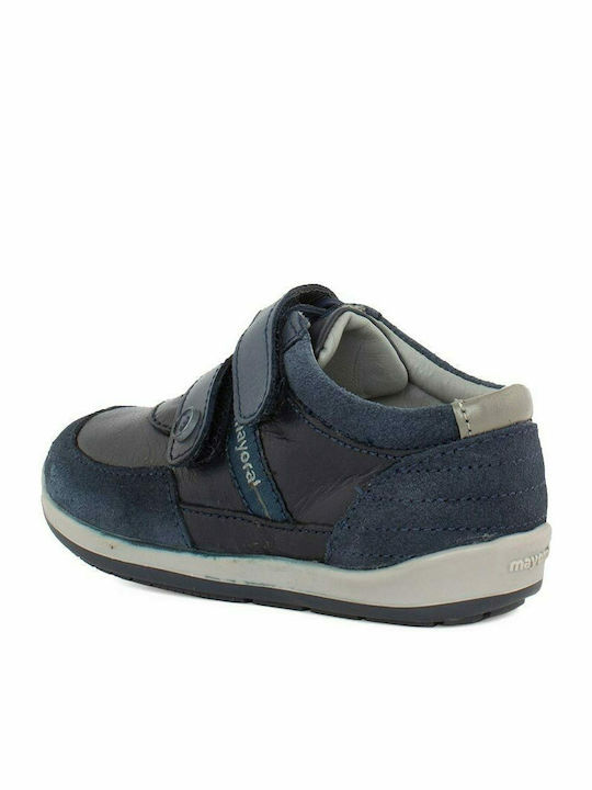 My First Steps Anatomisch Lederne Kinderstiefeletten mit Klettverschluss Marineblau