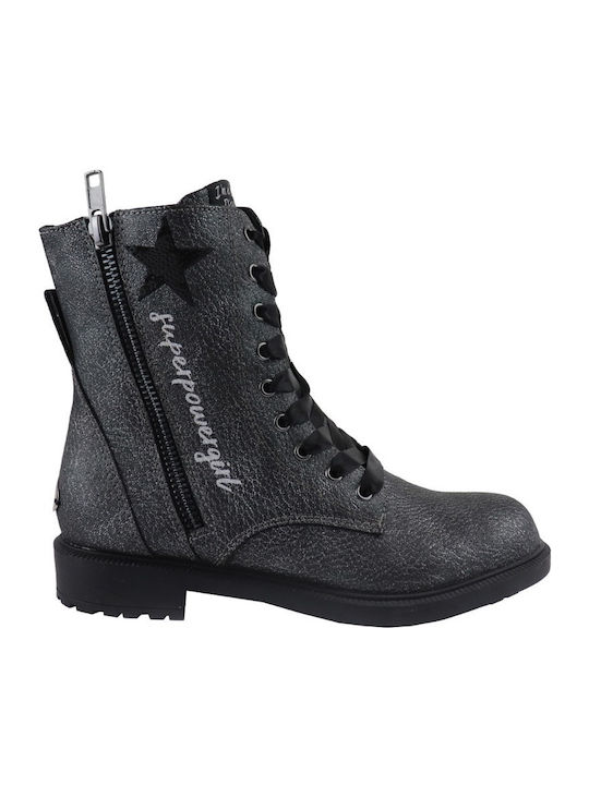 Rider Anatomisch Lederne Kinderstiefel mit Reißverschluss Silber