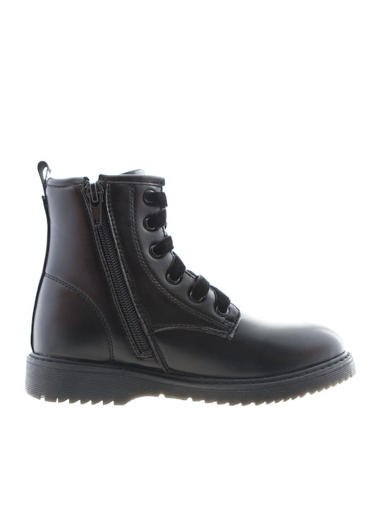 Alexis Leather Kids Boots with Zipper Black