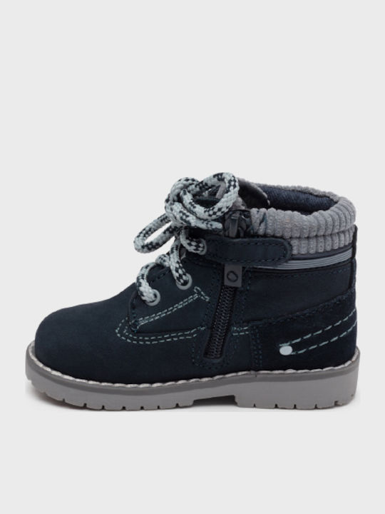 Lederne Kinderstiefeletten mit Reißverschluss Marineblau