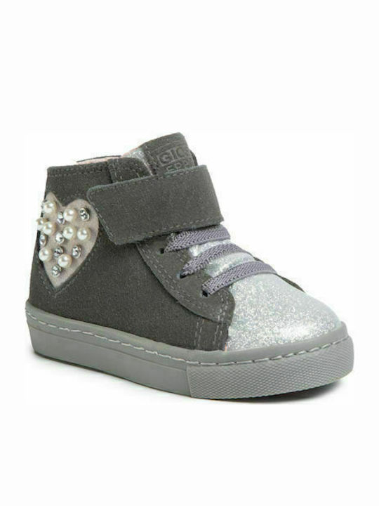 Velten Suede Kinderstiefeletten mit Klettverschluss Gray