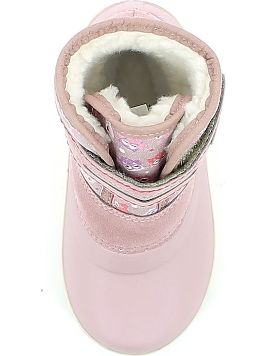 Birba Suede Kids Snow Boots with Velcro Pink