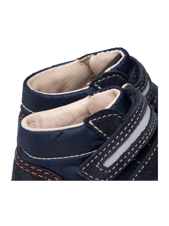 Lederne Kinderstiefeletten mit Klettverschluss Marineblau