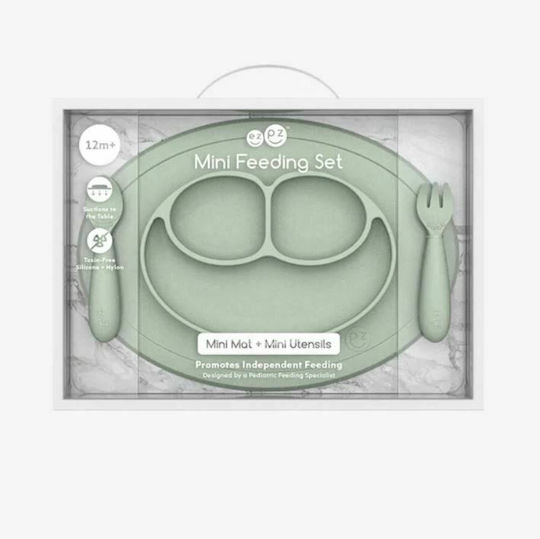 Ezpz Feeding Set Tiny 2 made of Silicone Green 3pcs for 12+ months