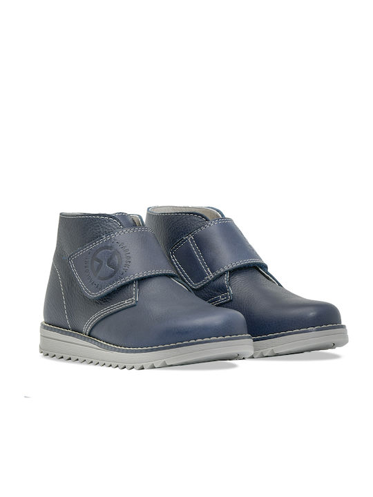 Lederne Kinderstiefeletten mit Klettverschluss Marineblau
