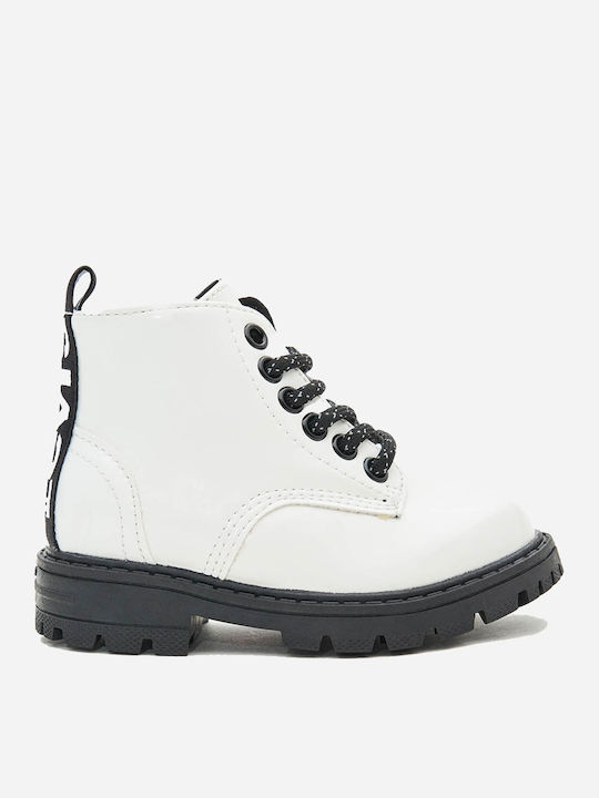 Clover Kids Boots from Patent Leather with Zipper White