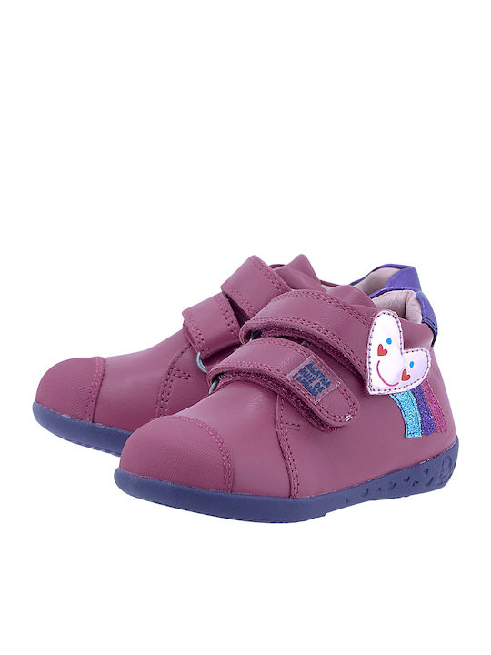 Leather Kids Boots with Velcro Fuchsia