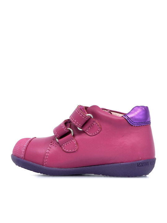 Leather Kids Boots with Velcro Fuchsia