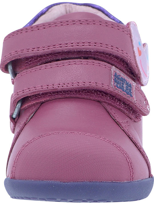 Leather Kids Boots with Velcro Fuchsia