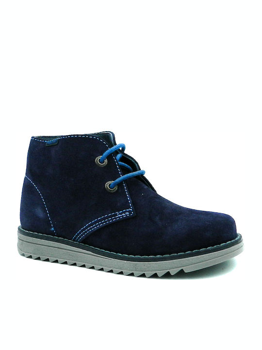Suede Παιδικά Μποτάκια με Κορδόνια Navy Μπλε
