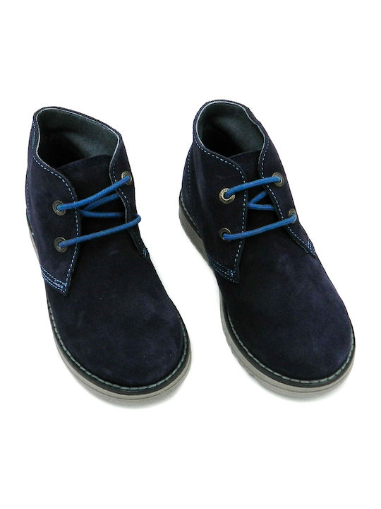 Suede Παιδικά Μποτάκια με Κορδόνια Navy Μπλε
