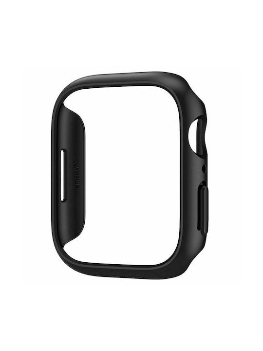 Spigen Thin Fit Plastic Case in Black color for Apple Watch 7, 8, 9 (45mm)