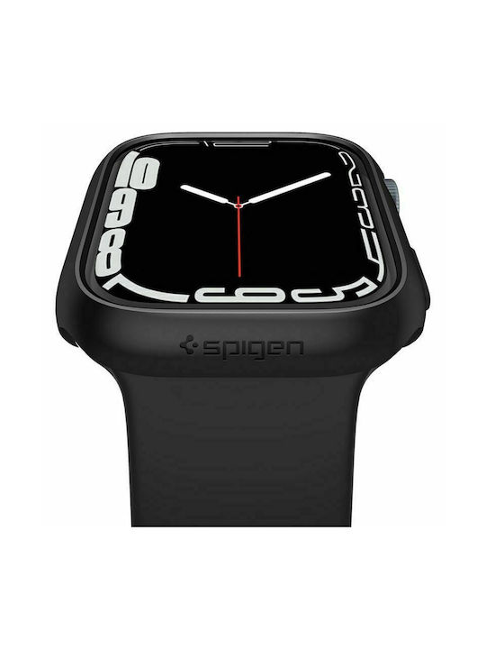 Spigen Thin Fit Plastic Case in Black color for Apple Watch 7, 8, 9 (45mm)