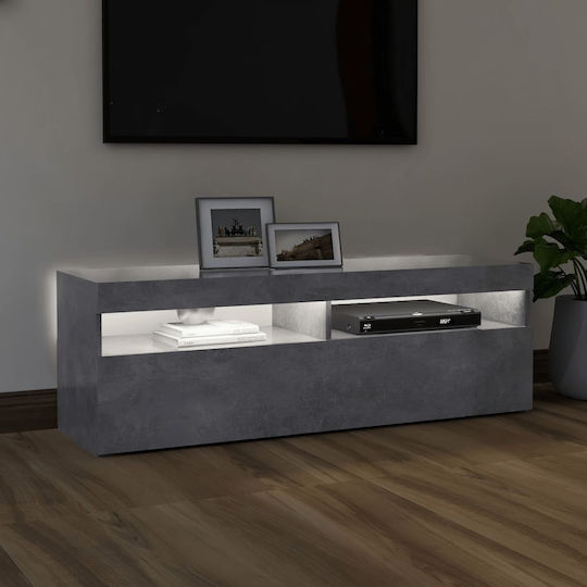 Stand TV Cu Iluminare LED Gri Beton L120xA35xÎ40cm