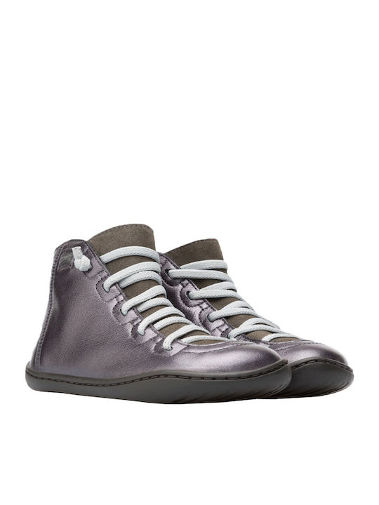 Peu Kids Leather Anatomic Boots with Lace Gray