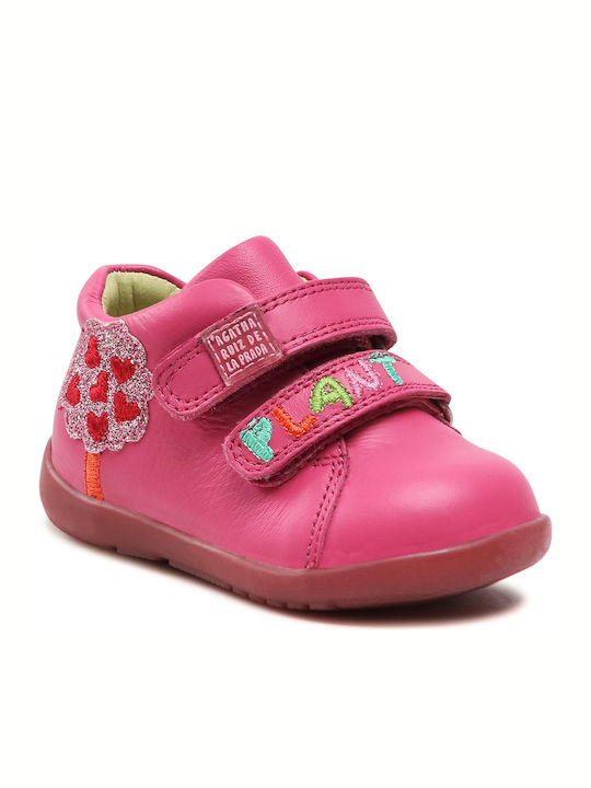 Anatomisch Lederne Kinderstiefeletten mit Klettverschluss Rosa