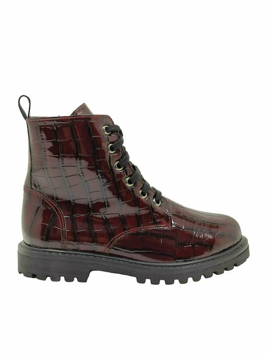 Anatomice Cizme Copii din Piele cu Fermuar Burgundy