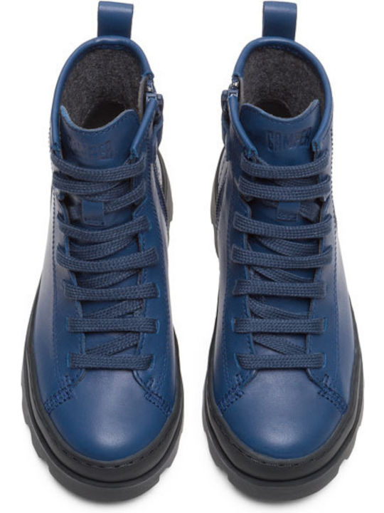 Brutus Anatomical Leather Kids Boots with Laces Blue