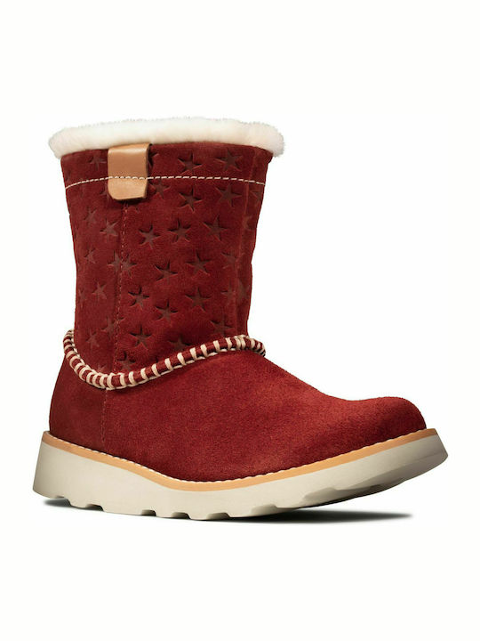 Crown Piper K Suede Παιδικά Μποτάκια με Φερμουάρ Μπορντό
