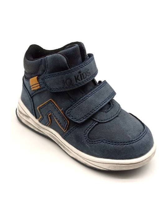 Rafal Leather Kids Boots with Velcro Blue