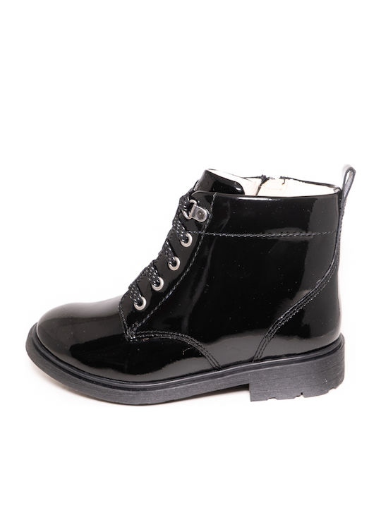 Astrol Lace Δερμάτινα Παιδικά Μποτάκια με Φερμουάρ Μαύρα