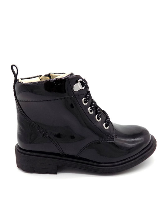 Astrol Lace Δερμάτινα Παιδικά Μποτάκια με Φερμουάρ Μαύρα