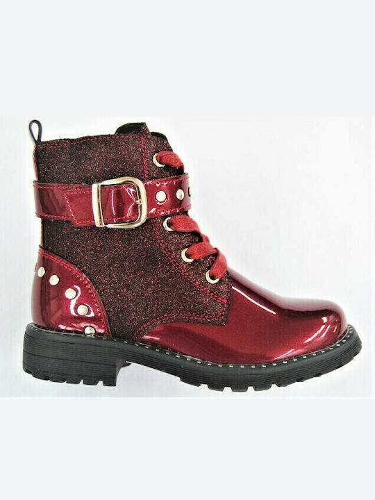 Anatomical Leather Kids Boots with Zipper Burgundy